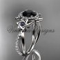 14kt white gold diamond, Star of David ring, engagement ring, enhanced Black Diamond VH10012