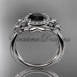 14kt white gold diamond, Star of David ring, engagement ring, enhanced Black Diamond VH10012