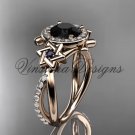 14kt rose gold diamond, Star of David ring, engagement ring, enhanced Black Diamond VH10012