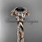 14kt rose gold diamond, Star of David ring, engagement ring, enhanced Black Diamond VH10012