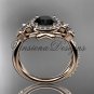14kt rose gold diamond, Star of David ring, engagement ring, enhanced Black Diamond VH10012