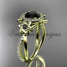 14kt yellow gold diamond, Star of David ring, engagement ring, enhanced Black Diamond VH10012