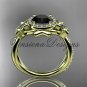 14kt yellow gold diamond, Star of David ring, engagement ring, enhanced Black Diamond VH10012