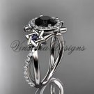 Platinum  diamond, Star of David ring, engagement ring, enhanced Black Diamond VH10012