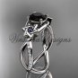 14kt white gold diamond, Star of David ring, enhanced Black Diamond, engagement ring VH10013