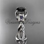 14kt white gold diamond, Star of David ring, enhanced Black Diamond, engagement ring VH10013