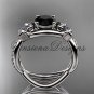 14kt white gold diamond, Star of David ring, enhanced Black Diamond, engagement ring VH10013