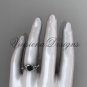14kt white gold diamond, Star of David ring, enhanced Black Diamond, engagement ring VH10013