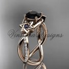 14kt rose gold diamond, Star of David ring, enhanced Black Diamond, engagement ring VH10013