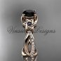 14kt rose gold diamond, Star of David ring, enhanced Black Diamond, engagement ring VH10013