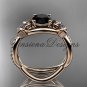 14kt rose gold diamond, Star of David ring, enhanced Black Diamond, engagement ring VH10013