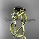 14kt yellow gold diamond, Star of David ring, enhanced Black Diamond, engagement ring VH10013