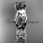14kt white gold Star of David ring, jewish ring, leaf and vine wedding band VH10014B