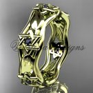 14kt yellow gold Star of David ring, jewish ring, leaf and vine wedding band VH10014B