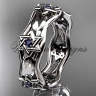 platinum  Star of David ring, jewish ring, leaf and vine wedding band VH10014B