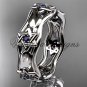 platinum Star of David ring, jewish ring, leaf and vine wedding band VH10014B