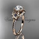 14kt rose gold diamond, jewish Star of David ring, Forever One Moissanite engagement ring VH10015