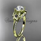 14kt yellow gold diamond, jewish Star of David ring, Forever One Moissanite engagement ring VH10015