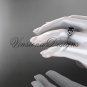 14kt white gold diamond, jewish Star of David ring, enhanced Black Diamond engagement ring VH10015