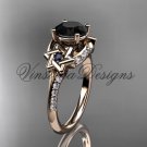 14kt rose gold diamond, jewish Star of David ring, enhanced Black Diamond engagement ring VH10015