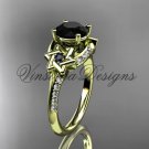 14kt yellow gold diamond, jewish Star of David ring, enhanced Black Diamond engagement ring VH10015