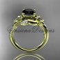 14kt yellow gold diamond, jewish Star of David ring, enhanced Black Diamond engagement ring VH10015