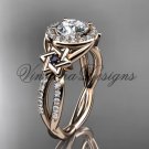 14kt rose gold, diamond, Star of David ring,  engagement ring, Forever One Moissanite VH10016