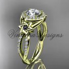 14kt yellow gold, diamond, Star of David ring,  engagement ring, Forever One Moissanite VH10016