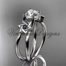 14kt white gold, Star of David, jewish ring, engagement ring, Forever One Moissanite VH10017
