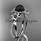 14kt white gold, diamond, Star of David ring, jewish ring, engagement ring, Cultured Pearl VHBP10012