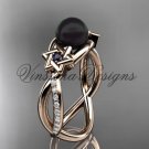 14kt rose gold diamond, Star of David ring, jewish ring, engagement ring, Cultured Pearl VHBP10013