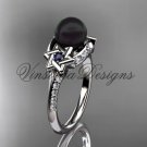 14kt white gold diamond, Star of David jewish ring, engagement ring, Cultured Pearl VHBP10015
