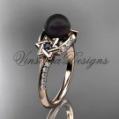 14kt rose gold diamond, Star of David jewish ring, engagement ring, Cultured Pearl VHBP10015