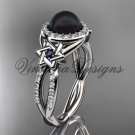 14kt white gold, diamond, Star of David jewish ring, engagement ring, Cultured Pearl VHBP10016
