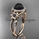 14kt rose gold, diamond, Star of David jewish ring, engagement ring, Cultured Pearl VHBP10016
