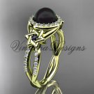 14kt yellow gold, diamond, Star of David jewish ring, engagement ring, Cultured Pearl VHBP10016