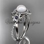 Platinum diamond, Star of David ring, jewish ring, engagement ring, Cultured Pearl VHP10012