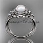 Platinum diamond, Star of David ring, jewish ring, engagement ring, Cultured Pearl VHP10012