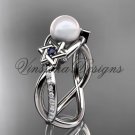 14kt white gold diamond, Star of David ring, jewish ring, engagement ring, Cultured Pearl VHP10013