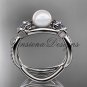 14kt white gold diamond, Star of David ring, jewish ring, engagement ring, Cultured Pearl VHP10013