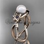 14kt rose gold diamond, Star of David ring, jewish ring, engagement ring, Cultured Pearl VHP10013