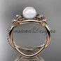 14kt rose gold diamond, Star of David ring, jewish ring, engagement ring, Cultured Pearl VHP10013