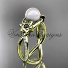 14kt yellow gold diamond, Star of David ring, jewish ring, engagement ring, Cultured Pearl VHP10013