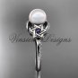 14kt white gold diamond, Star of David ring, jewish ring, engagement ring, Cultured Pearl VHP10015