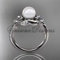 14kt white gold diamond, Star of David ring, jewish ring, engagement ring, Cultured Pearl VHP10015