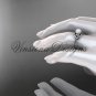 14kt white gold diamond, Star of David ring, jewish ring, engagement ring, Cultured Pearl VHP10015