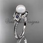 Platinum diamond, Star of David ring, jewish ring, engagement ring, Cultured Pearl VHP10015