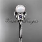 Platinum diamond, Star of David ring, jewish ring, engagement ring, Cultured Pearl VHP10015