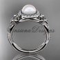 14kt white gold, diamond, Star of David jewish ring, engagement ring, Cultured Pearl VHP10016