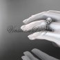 14kt white gold, diamond, Star of David jewish ring, engagement ring, Cultured Pearl VHP10016